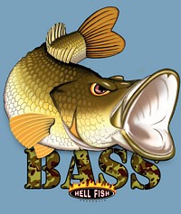 Mens - Hell Fish Bass on Sky Blue